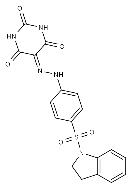 2,4,5,6(1H,3H)-pyrimidinetetrone 5-{N-[4-(2,3-dihydro-1H-indol-1-ylsulfonyl)phenyl]hydrazone} Structure
