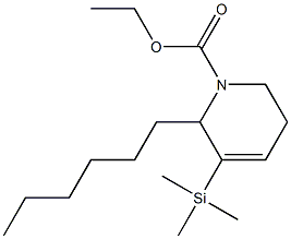 6-Hexyl-5-(trimethylsilyl)-1,2,3,6-tetrahydropyridine-1-carboxylic acid ethyl ester 结构式