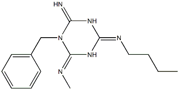Hexahydro-1-benzyl-6-(methylimino)-4-(butylimino)-2-imino-1,3,5-triazine|