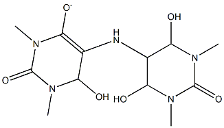 [5-[(Hexahydro-4,6-dihydroxy-1,3-dimethyl-2-oxopyrimidin)-5-ylamino]-1,2,3,6-tetrahydro-6-hydroxy-1,3-dimethyl-2-oxopyrimidine]-4-olate Structure
