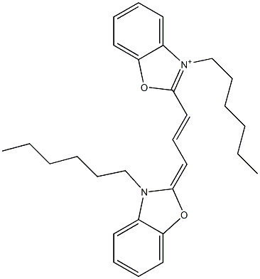 2-[3-(3-Hexyl-2,3-dihydrobenzoxazole-2-ylidene)-1-propenyl]-3-hexylbenzoxazole-3-ium Structure