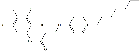 2-[3-(4-Heptylphenoxy)propanoylamino]-4,6-dichloro-5-methylphenol Structure