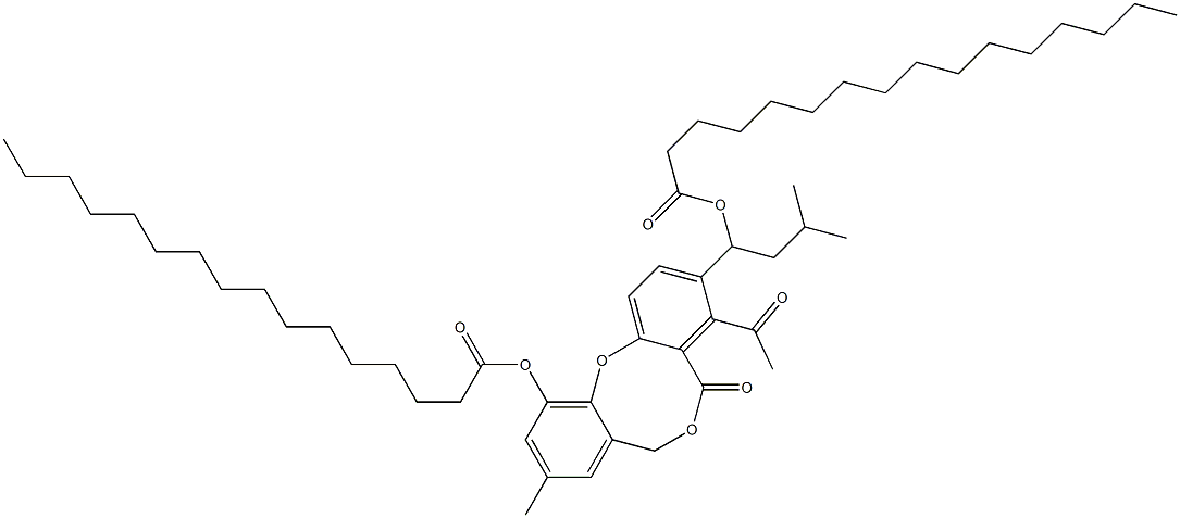 Hexadecanoic acid 4-acetyl-3-[1-(hexadecanoyloxy)-3-methylbutyl]-9-methyl-5-oxo-5H,7H-dibenzo[b,g][1,5]dioxocin-11-yl ester