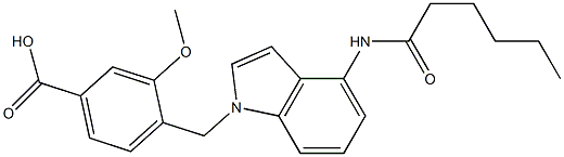 4-(4-Hexanoylamino-1H-indol-1-ylmethyl)-3-methoxybenzoic acid Structure