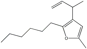 2-Hexyl-5-methyl-3-(1-methylallyl)furan Structure