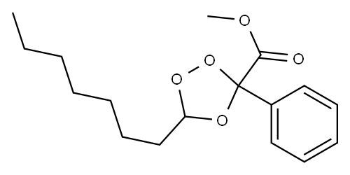 5-Heptyl-3-phenyl-1,2,4-trioxolane-3-carboxylic acid methyl ester Structure