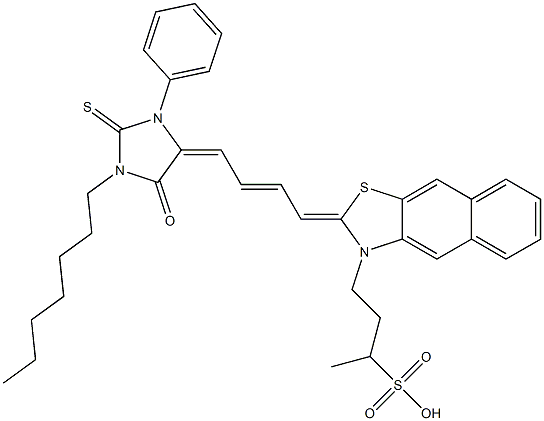 4-[2-[4-(1-Heptyl-3-phenyl-5-oxo-2-thioxoimidazolidin-4-ylidene)-2-butenylidene]naphtho[2,3-d]thiazol-3(2H)-yl]-2-butanesulfonic acid Structure