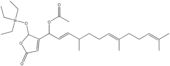 Acetic acid 1-[[2,5-dihydro-5-oxo-2-(triethylsiloxy)furan]-3-yl]-4,8,12-trimethyl-2,7,11-tridecatrienyl ester Structure