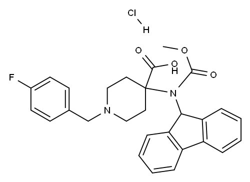 4-(9h-fluoren-9-ylmethoxycarbonylamino)-1-(4-fluoro-benzyl)-piperidine-4-carboxylic acid hydrochloride Structure