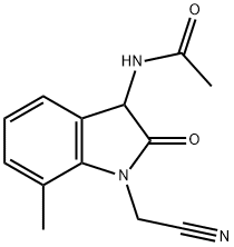 Acetamide,  N-[1-(cyanomethyl)-2,3-dihydro-7-methyl-2-oxo-1H-indol-3-yl]- Structure