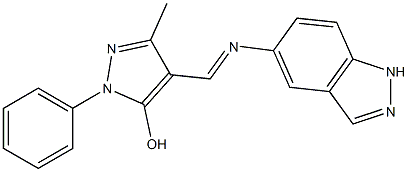 4-[(1H-indazol-5-ylimino)methyl]-3-methyl-1-phenyl-1H-pyrazol-5-ol Structure