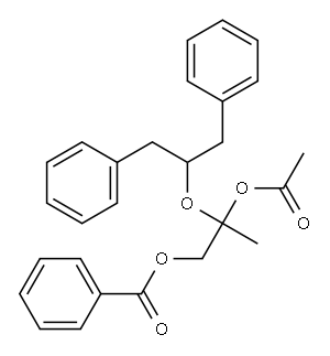 Acetic acid 1-(1-benzyl-2-phenylethoxy)methyl-2-(benzoyloxy)ethyl ester Structure
