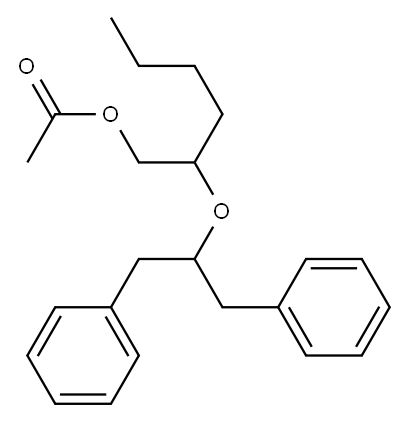 Acetic acid 2-(1-benzyl-2-phenylethoxy)hexyl ester Structure