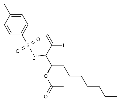 Acetic acid (1S)-1-[(S)-1-(tosylamino)-2-iodo-2-propenyl]octyl ester