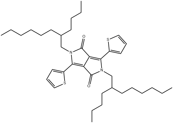 2,5-二(2-丁基辛基)-3,6-二(2-噻吩基)-2,5-二氢吡咯并[3,4-C]吡咯-1,4-二酮, 1354631-87-0, 结构式