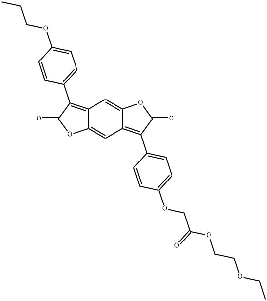 Acetic acid, 4-2,6-dihydro-2,6-dioxo-7-(4-propoxyphenyl)benzo1,2-b:4,5-bdifuran-3-ylphenoxy-, 2-ethoxyethyl ester Structure
