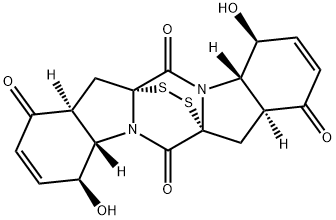 (4S)-4,4aα,7,7aβ,11,11aα,14,14aβ-Octahydro-4α,11α-dihydroxy-8H,13H-6aβ,13aβ-epidithio-1H,6H-pyrazino[1,2-a:4,5-a']diindole-1,6,8,13-tetrone Struktur
