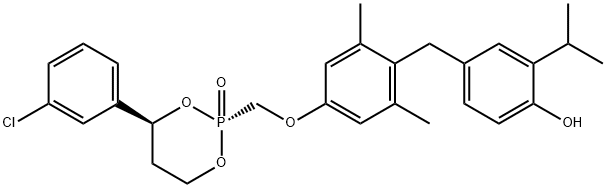 trans-(S)-2-[[3,5-Dimethyl-4-(4-hydroxy-3-isopropylbenzyl)phenoxy]methyl]-4-(3-chlorophenyl)-2-oxo-[1,3,2]dioxaphosphorinane Structure