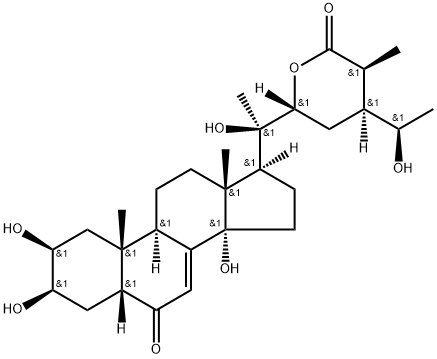 (20ξ,24ξ)-2β,3β,14,20,22,28-Hexahydroxy-6-oxo-5β-stigmast-7-en-26-oic acid δ-lactone Structure