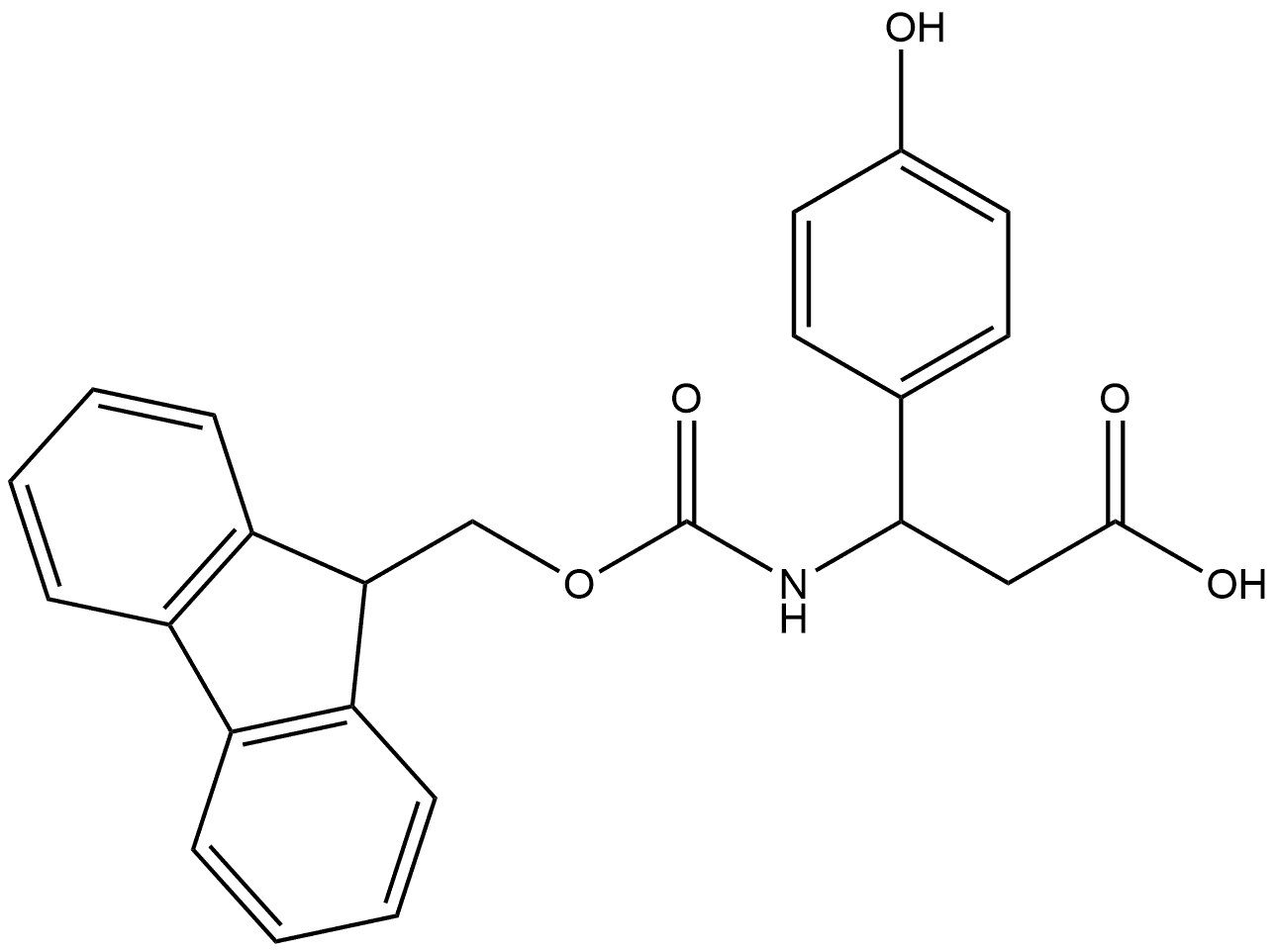 3-(9H-fluoren-9-ylmethoxy)carbonyl]amino}-3-(4-hydroxyphenyl)-propanoic acid Structure