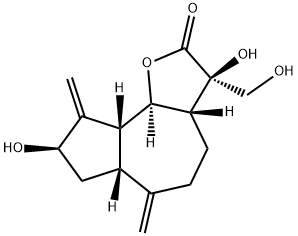 (3R)-3aβ,4,5,6,6aβ,7,8,9,9aβ,9bα-Decahydro-3β,8β-dihydroxy-3-(hydroxymethyl)-6,9-bis(methylene)azuleno[4,5-b]furan-2(3H)-one Structure