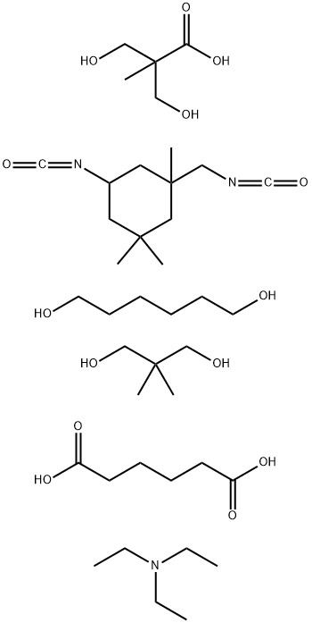 Hexanedioic acid, polymer with 2,2-dimethyl-1,3-propanediol, 1,6-hexanediol, 3-hydroxy-2-(hydroxymethyl)-2-methylpropanoic acid and 5-isocyanato-1-(isocyanatomethyl)-1,3,3-trimethylcyclohexane, compd. with N,N-diethylethanamine Structure
