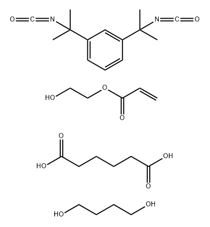 Hexanedioic acid, polymer with 1,3-bis(1-isocyanato-1-methylethyl)benzene and 1,4-butanediol, 2-hydroxyethyl acrylate-blocked Structure