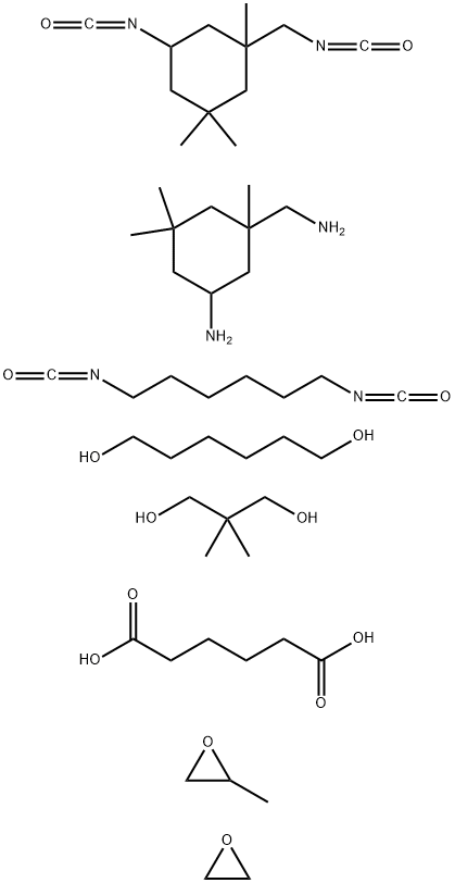 Hexanedioic acid, polymer with 5-amino-1,3,3-trimethylcyclohexanemethanamine, 1,6-diisocyanatohexane, 2,2-dimethyl-1,3-propanediol, 1,6-hexanediol, 5-isocyanato-1-(isocyanatomethyl) -1,3,3-trimethylcyclohexane, methyloxirane and oxirane Structure