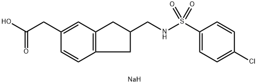 1H-Indene-5-acetic acid, 2-[[[(4-chlorophenyl)sulfonyl]amino]methyl]-2,3-dihydro-, sodium salt (1:1) Structure