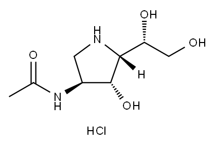Acetamide, N-5-(1,2-dihydroxyethyl)-4-hydroxy-3-pyrrolidinyl-, monohydrochloride, 3S-3.alpha.,4.beta.,5.beta.(R*)- Structure