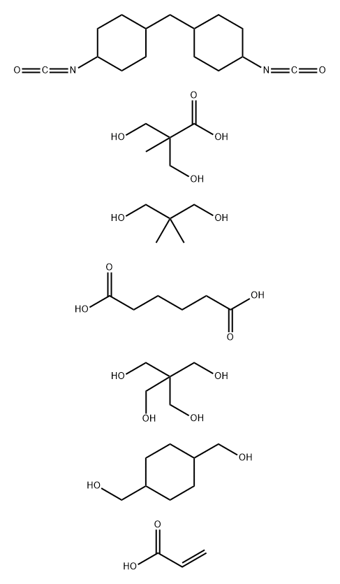 Hexanedioic acid, polymer with 2,2-bis(hydroxymethyl)-1,3-propanediol, 1,4-cyclohexanedimethanol, 2,2-dimethyl-1,3-propanediol, 3-hydroxy-2-(hydroxymethyl)-2-methylpropanoic acid, 1,1-methylenebis4-isocyanatocyclohexane and 2-propenoic acid|