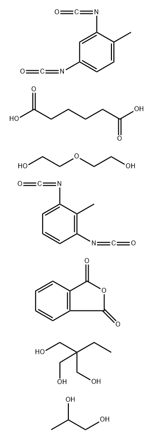Hexanedioic acid, polymer with 1,3-diisocyanato-2-methylbenzene, 2,4-diisocyanato-1-methylbenzene, 2-ethyl-2-(hydroxymethyl)-1,3-propanediol, 1,3-isobenzofurandione, 2,2'-oxybis[ethanol] and 1,2-propanediol Structure