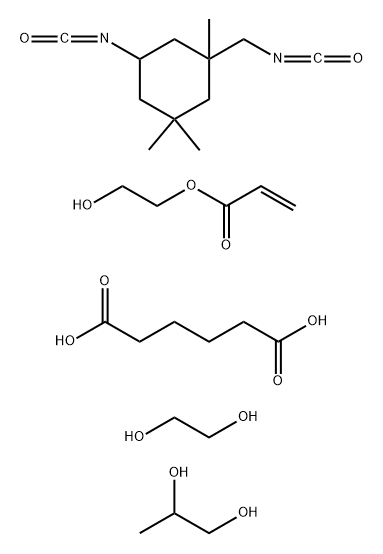 Hexanedioic acid, polymers with 1,2-ethanediol, 5-isocyanato-1-(isocyanatomethyl)-1,3,3-trimethylcyclohexane and 1,2-propanediol, 2-hydroxyethyl acrylate-blocked Structure
