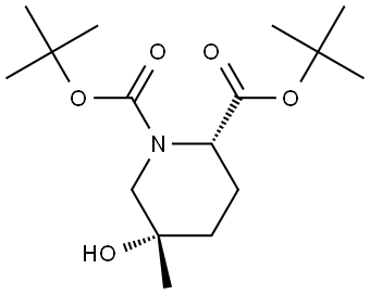 ditert-butyl (2S,5S)-5-hydroxy-5-methyl-piperidine-1,2-dicarboxylate Structure