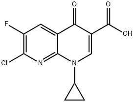 7-Chloro-1-cyclopropyl-6-fluoro-4-oxo-1,4-dihydro-1,8-naphthyridine-3-carboxylic acid Struktur