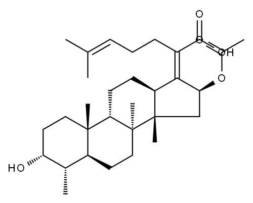 (3α,4α,8α,9β,13α,14β,16β,17Z)-16-(Acetyloxy)-3-hydroxy-29-nordaMMara-17(20),24-dien-21-oic Acid Structure