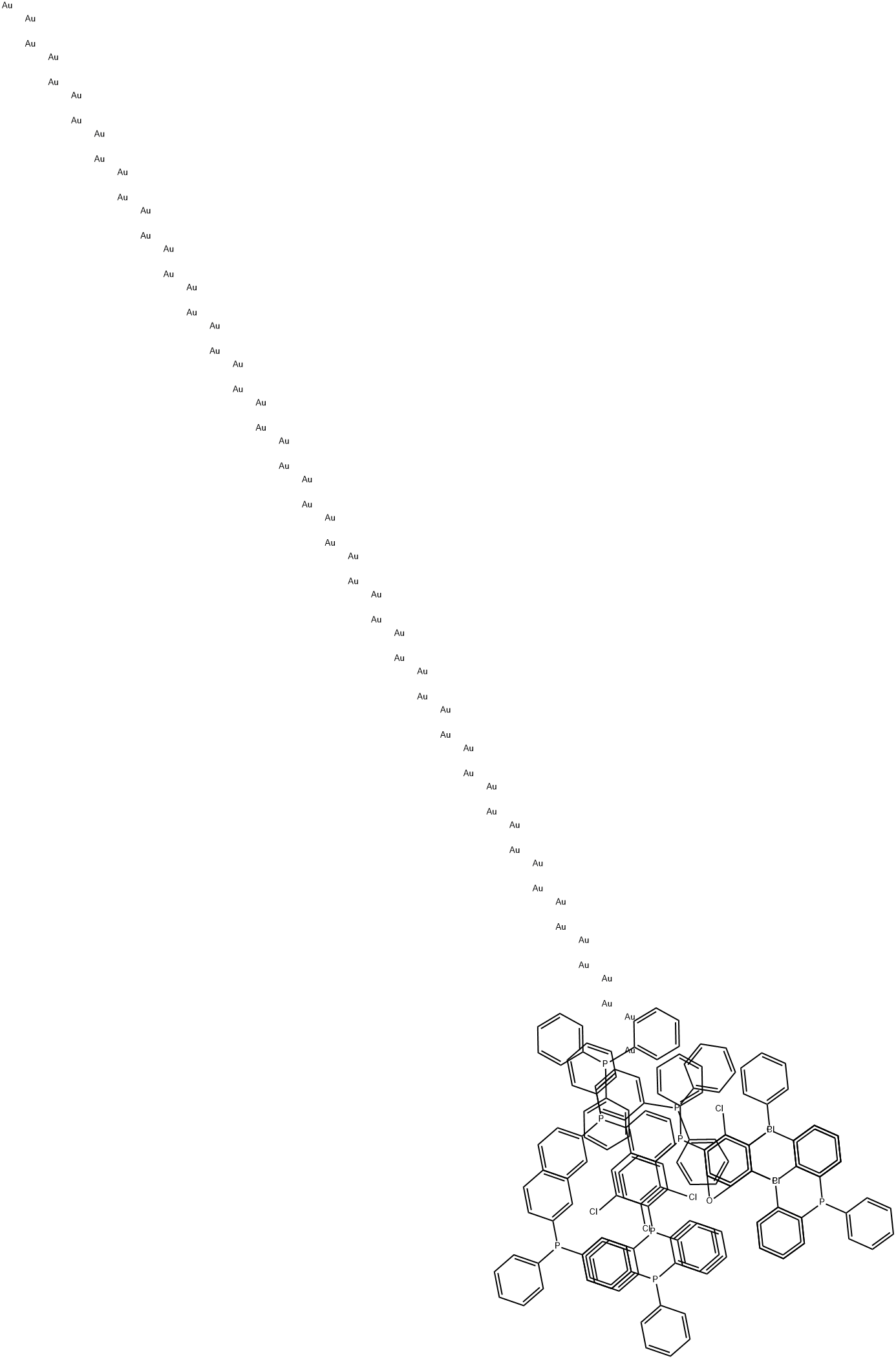 Hexachlorododecakis(triphenylphosphine)pentapentacontagold Structure