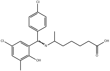 Heptanoic acid, 6-(((5-chloro-2-hydroxy-3-methylphenyl)(4-chlorophenyl )methylene)amino)-|