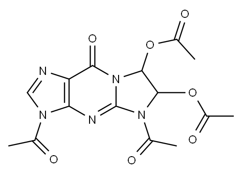 9H-Imidazo[1,2-a]purin-9-one,  3,5-diacetyl-6,7-bis(acetyloxy)-3,5,6,7-tetrahydro- Structure