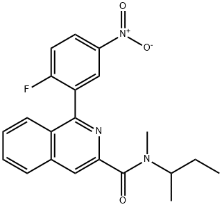 1-(2-フルオロ-5-ニトロフェニル)-N-メチル-N-(1-メチルプロピル)-3-イソキノリンカルボアミド 化学構造式