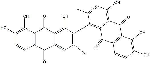 (-)-1',4,5,6,7',8'-Hexahydroxy-2,3'-dimethyl-1,2'-bi[9,10-anthraquinone] Structure