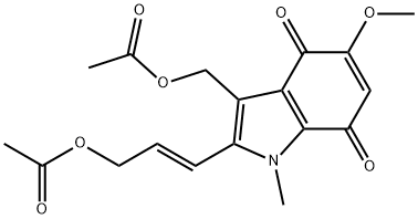 [(E)-3-[3-(acetyloxymethyl)-5-methoxy-1-methyl-4,7-dioxo-indol-2-yl]prop-2-enyl] acetate Struktur
