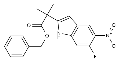 1H-Indole-2-acetic acid, 6-fluoro-alpha,alpha-diMethyl-5-nitro-, phenylMethyl ester Structure