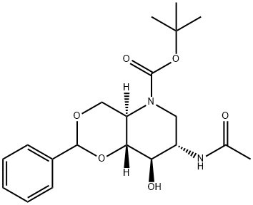 2-ACETAMIDO-4,6-O-BENZYLIDENE-N-(TERT-BUTOXYCARBONYL)-1,2,5-TRIDEOXY-1,5-IMINO-D-GLUCITOL|2-ACETAMIDO-4,6-O-BENZYLIDENE-N-(TERT-BUTOXYCARBONYL)-1,2,5-TRIDEOXY-1,5-IMINO-D-GLUCITOL