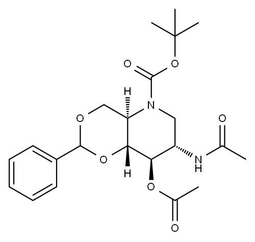 2-ACETAMIDO-3-O-ACETYL-4,6-O-BENZYLIDENE-N-(TERT-BUTOXYCARBONYL)-1,2,5-TRIDEOXY-1,5-IMINO-D-GLUCITOL|2-ACETAMIDO-3-O-ACETYL-4,6-O-BENZYLIDENE-N-(TERT-BUTOXYCARBONYL)-1,2,5-TRIDEOXY-1,5-IMINO-D-GLUCITOL