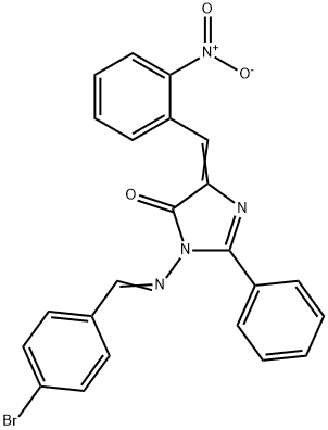 4H-Imidazol-4-one, 3,5-dihydro-3-(((4-bromophenyl)methylene)amino)-5-( (2-nitrophenyl)methylene)-2-phenyl- Structure