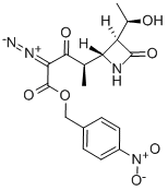 (3S,4R)-3-[(1R)-1-Hydroxyethyl]-4-[(1R)-1-methyl-3-diazo-3-(p-nitrobenzyloxycarbonyl)-2-oxopropyl]azetidin-2-one Struktur