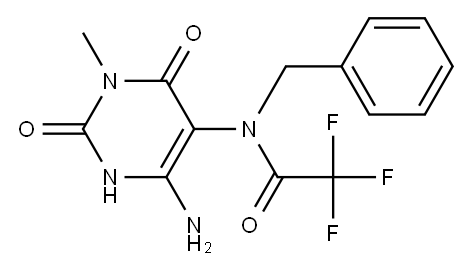 Acetamide,  N-(6-amino-1,2,3,4-tetrahydro-3-methyl-2,4-dioxo-5-pyrimidinyl)-2,2,2-trifluoro-N-(phenylmethyl)-  (9CI) Structure