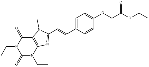 Acetic acid, (4-(2-(1,3-diethyl-2,3,6,7-tetrahydro-7-methyl-2,6-dioxo- 1H-purin-8-yl)ethenyl)phenoxy)-, ethyl ester, (E)-|