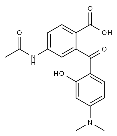5Acetamido-2carboxy-4-dimethylamino-2-hydroxybenzophenone Structure